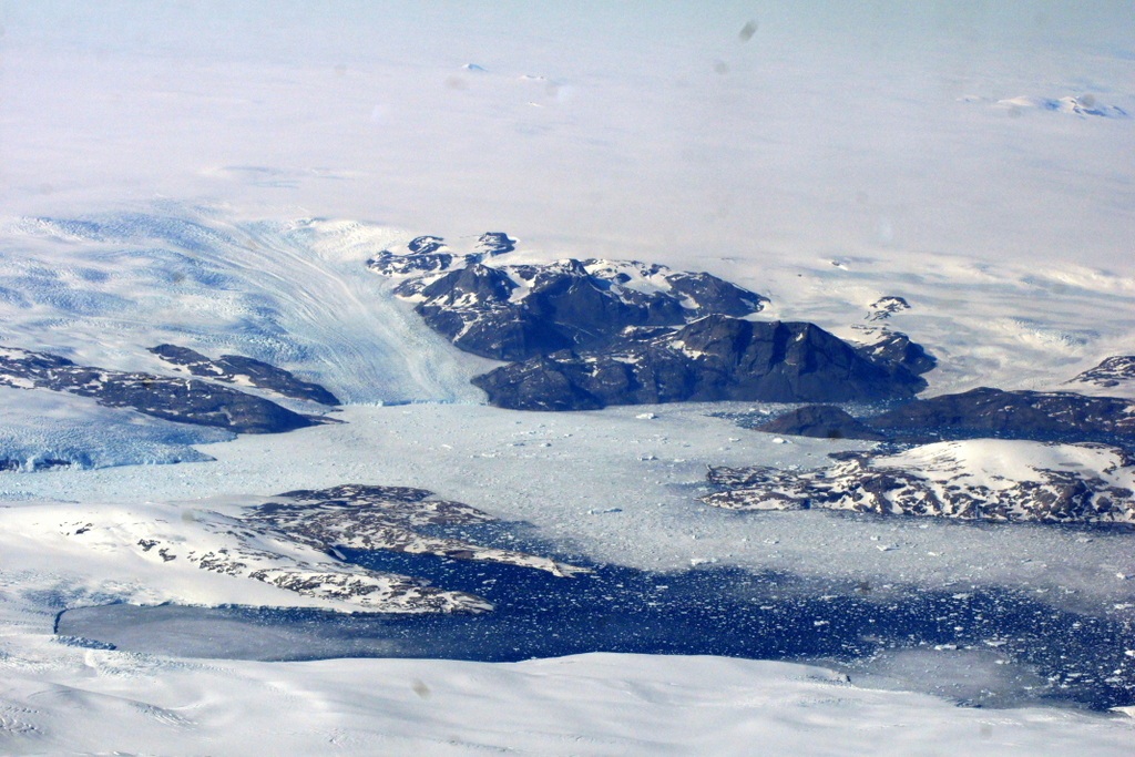 Greenland ice stream and icebergs